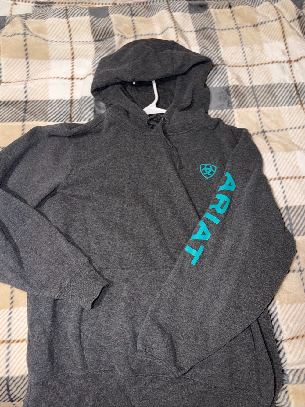 Ariat Dark Gray Hoodie with Teal Logo